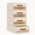 Foldable Fabric Clothing Storage Drawer with Front Pull Handle, Beige