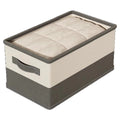 Beige and Gray Foldable Clothes Storage Organizer with Reinforced Handle for Closet and Shelf
