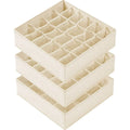 Beige 3-Piece Fabric Drawer Organizer Set with 64 Divided Compartments for Underwear, Socks and Accessories